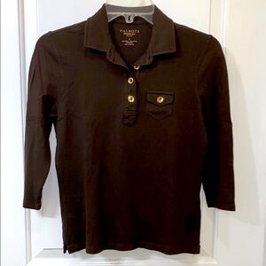 Talbots Brown Polo Shirt with 3/4 Sleeves